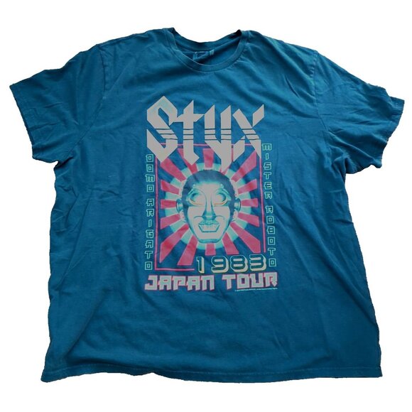 Vintage Style Styx 1983 Japan Tour Graphic Lee Tee T-Shirt 3XL Green-blp31 - Picture 1 of 10